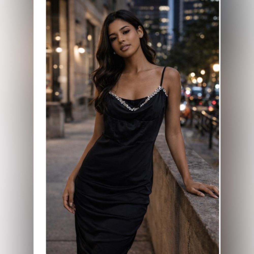 Joie Paris ivy corset dress XL black crystal NWT
